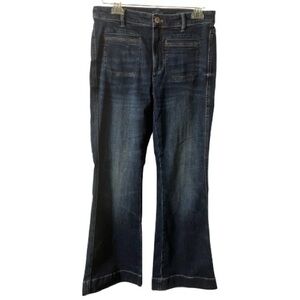 J Jill Denim High Rise Flare Jeans, Cotton blend, Stretch, Retro pockets, Sz 8